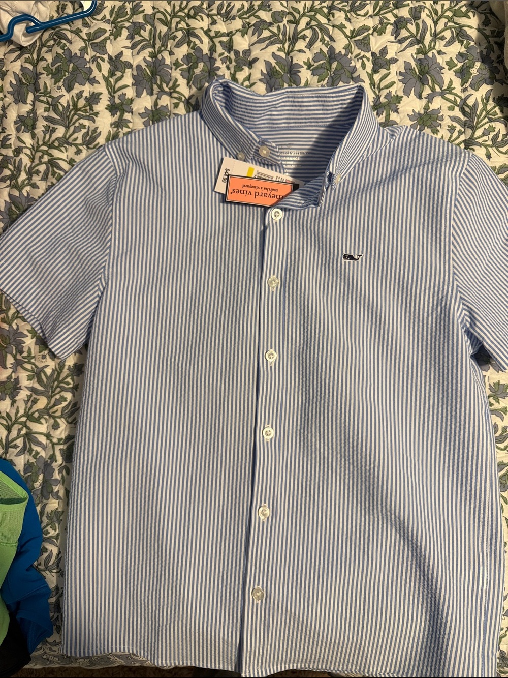 Vineyard Vines Blue & White Striped Short-Sleeve Button-Up